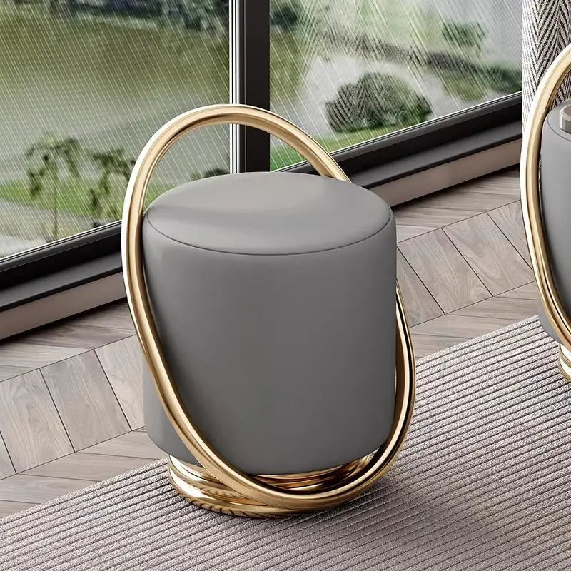 Nordic Modern Round Dressing Table with Stool - Image 4