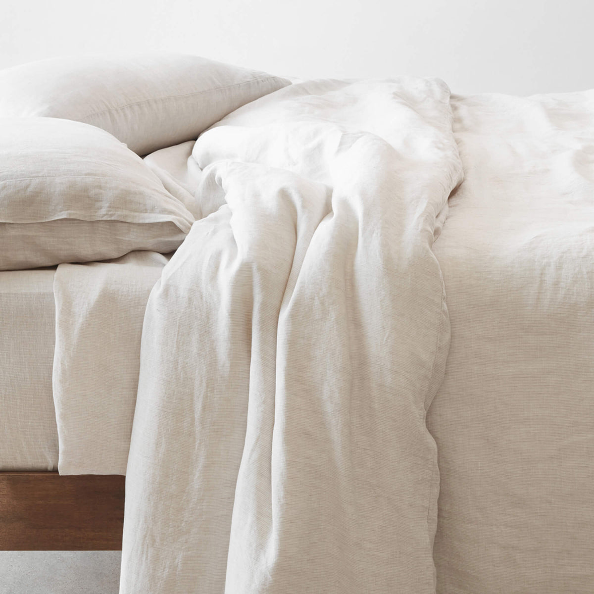 Stonewashed Linen Duvet Cover - Sand Thin Stripe / Full/Queen | Duvet Only