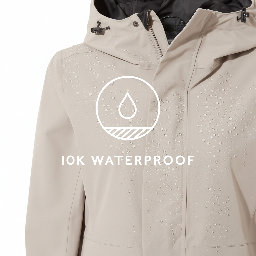 Saunter Womens Long Waterproof Jacket - Dark Taupe - Image 9