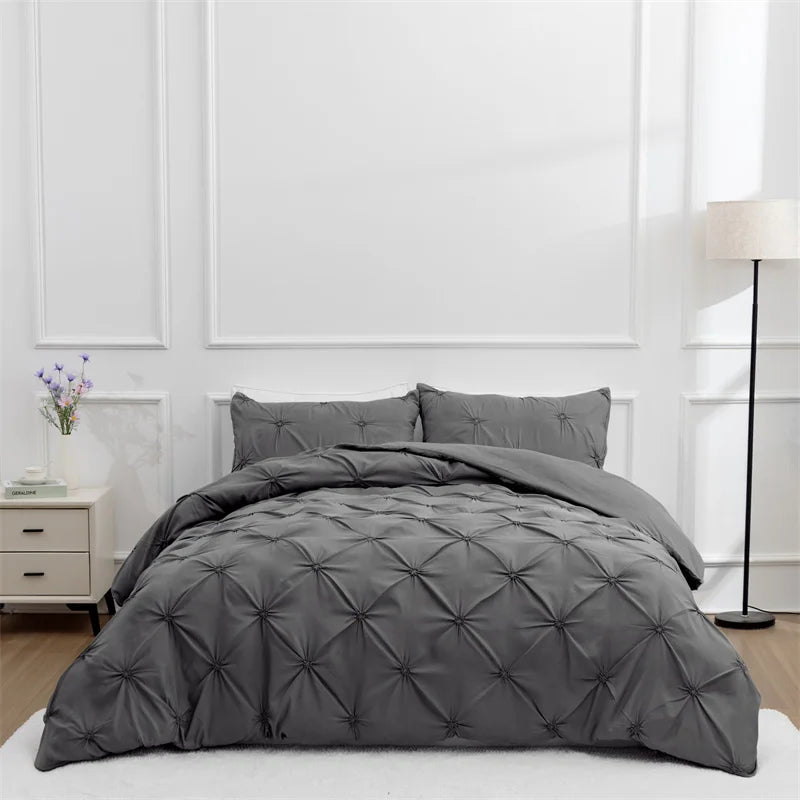 3-Piece Gray Queen Duvet Cover & Pillowcases - Dark Grey