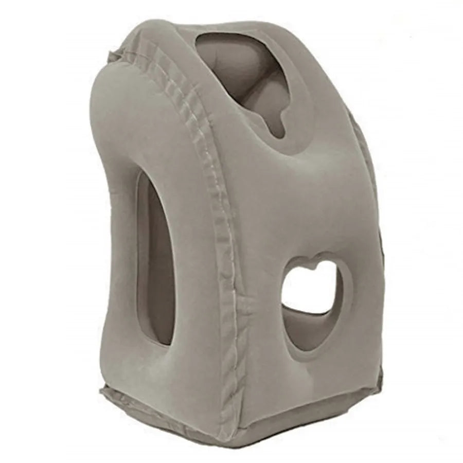 Inflatable Travel Pillow with Patented Valve - grey