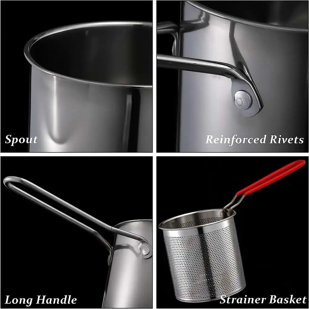 Deep Frying Pot Kitchen Fryer With Strainer Stainless Steel Tempura Fryer Pan Fry Pot Chicken Fried Chicken Cooking - Image 5