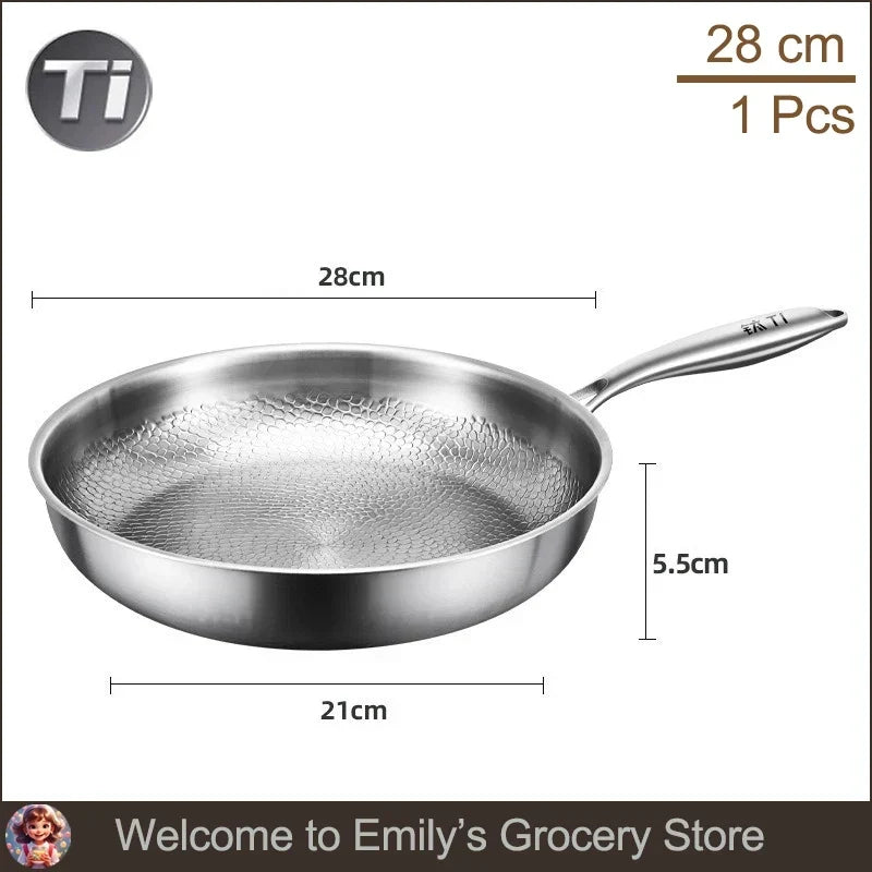 Titanium Frying Pan Thickened Non-Stick Non-Coating Hammer Pattern Fried Steak Pan Gas Stove Pot Induction Kitchen - Image 23