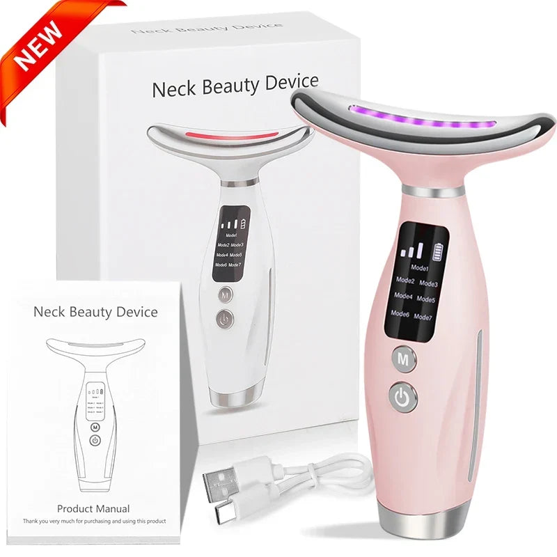 New EMS Micro-current Neck Face Beauty Device - Light Pink