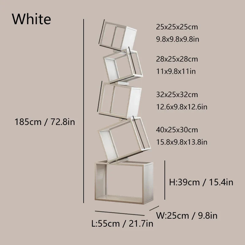 5-Layer Foldable Grid Bookshelf - White