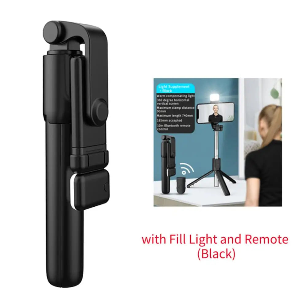 3-in-1 Selfie Stick Bluetooth Remote Tripod - Black
