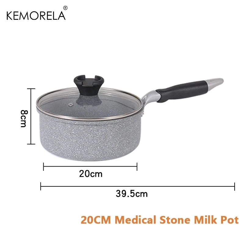 Durable Stone Frying Pan28/26/24/20cm Wok Non-stick Pan Skillet Cauldron Induction Cooker Pans Pancake Egg - 20cm Milk pot