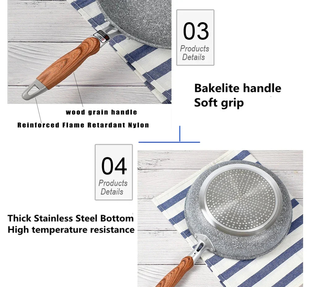 Durable Stone Frying Wok Pan Non-stick Ceramic Pot Induction Fryer Steak Cooking Gas Stove Skillet Cookware Tool - Image 14