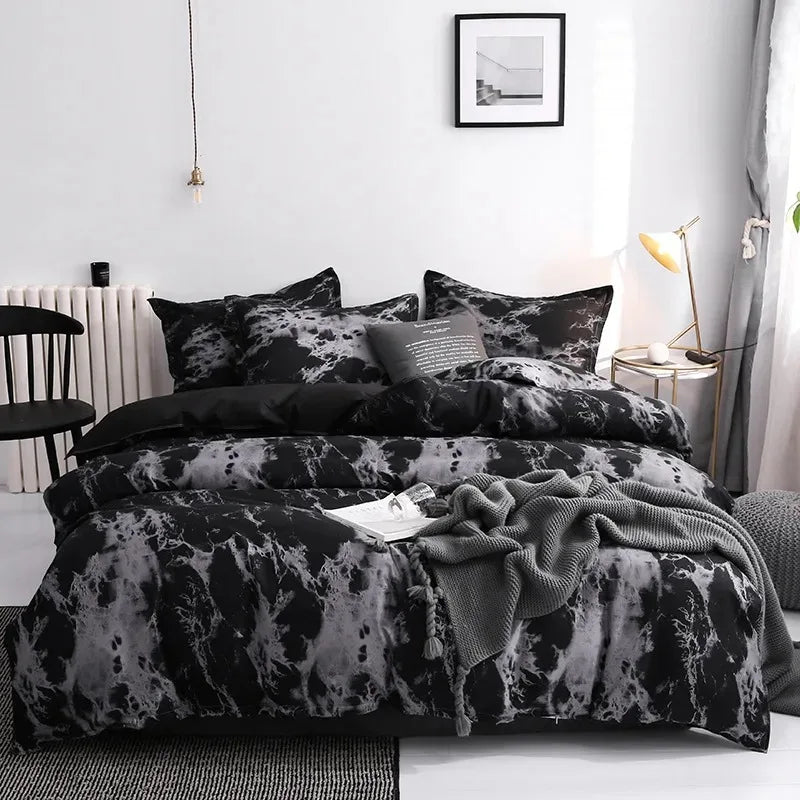Luxury Black Bedding Comforter Elegant Duvet Cover & Pillowcases - 02