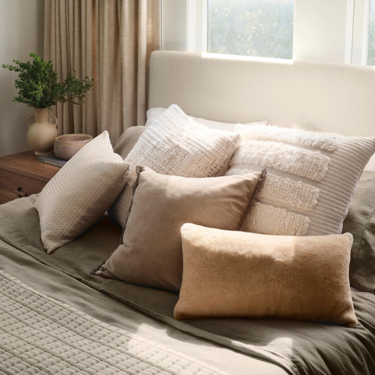 Sheepskin Lumbar Pillow - Tan - Image 9