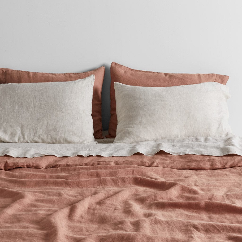 Stonewashed Linen Curated Bed Bundle - Rose/Sand Stripe