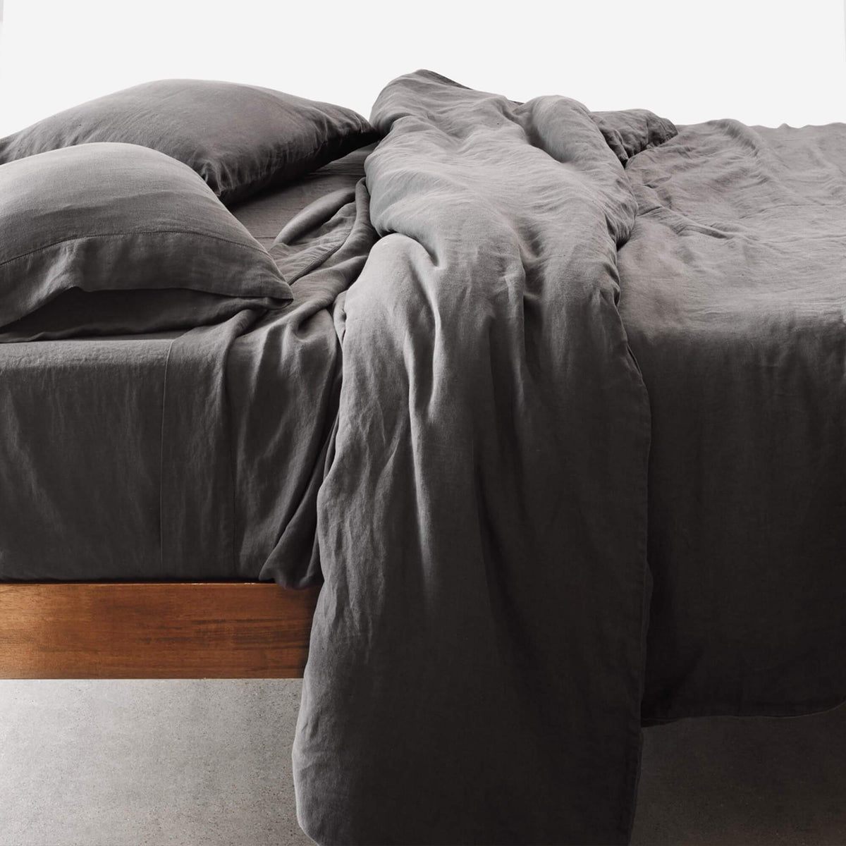 Stonewashed Linen Duvet Cover - Charcoal