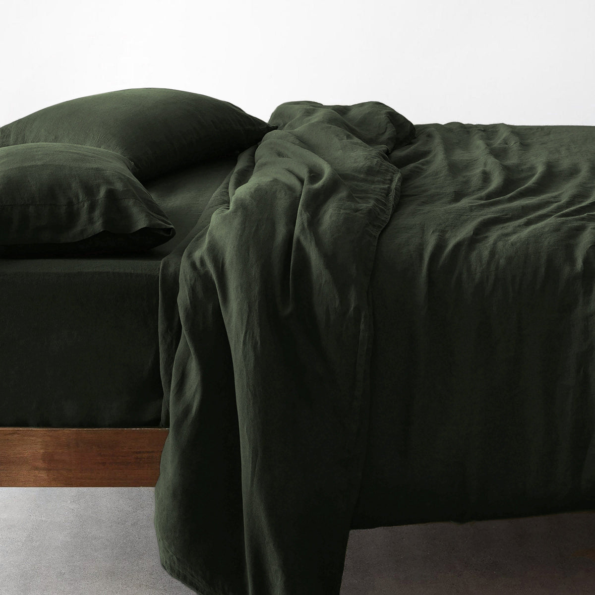 Stonewashed Linen Duvet Cover - Emerald