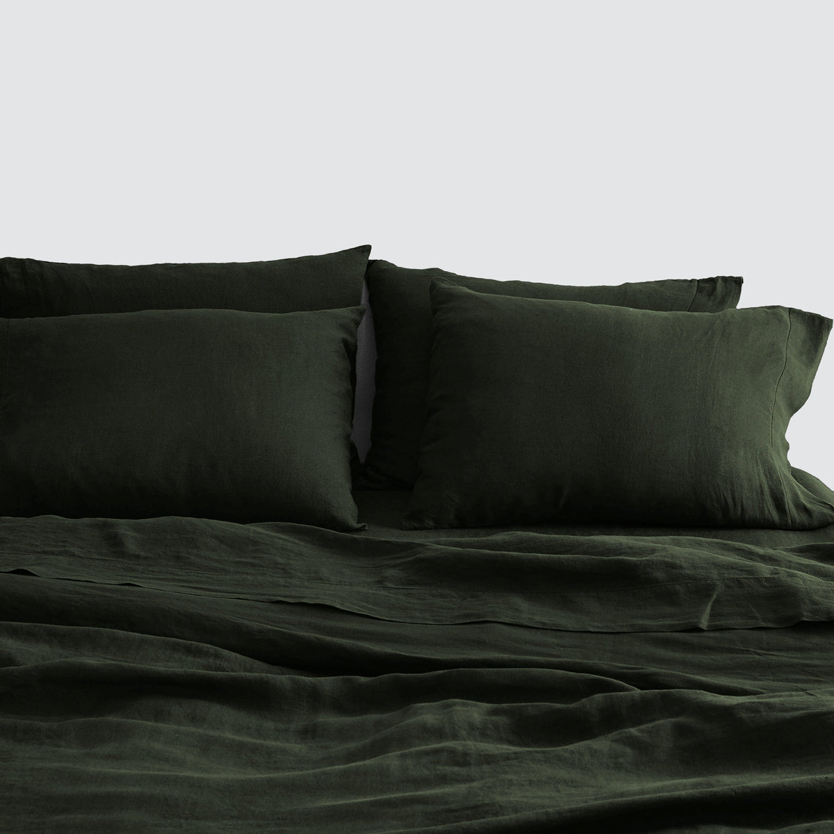 Stonewashed Linen Bed Bundle - Emerald