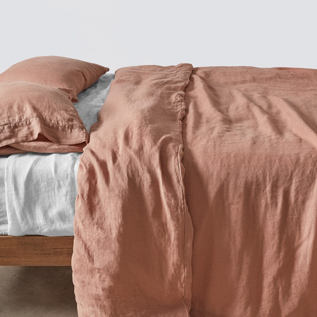 Stonewashed Linen Duvet Cover - Rose