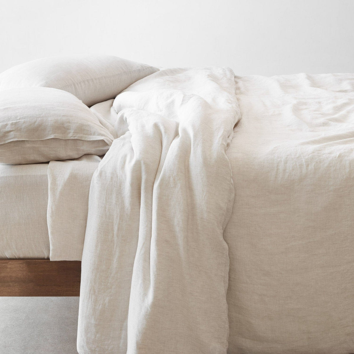 Stonewashed Linen Duvet Cover - Sand Thin Stripe
