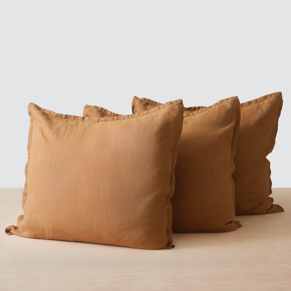 Stonewashed Linen Euro Shams - Camel / Set of 3