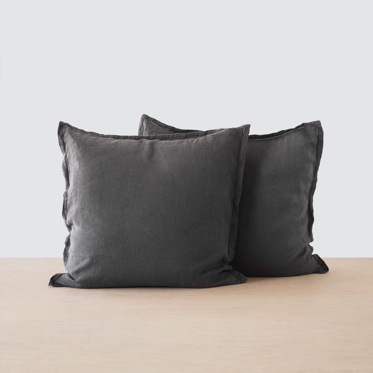 Stonewashed Linen Euro Shams - Charcoal