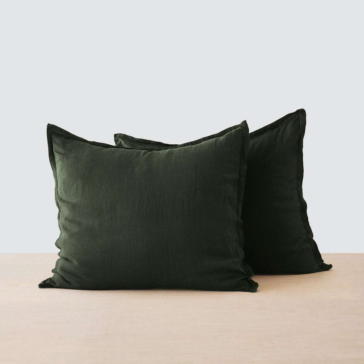 Stonewashed Linen Euro Shams - Emerald