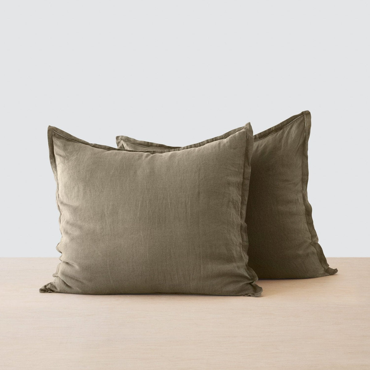 Stonewashed Linen Euro Shams - Olive