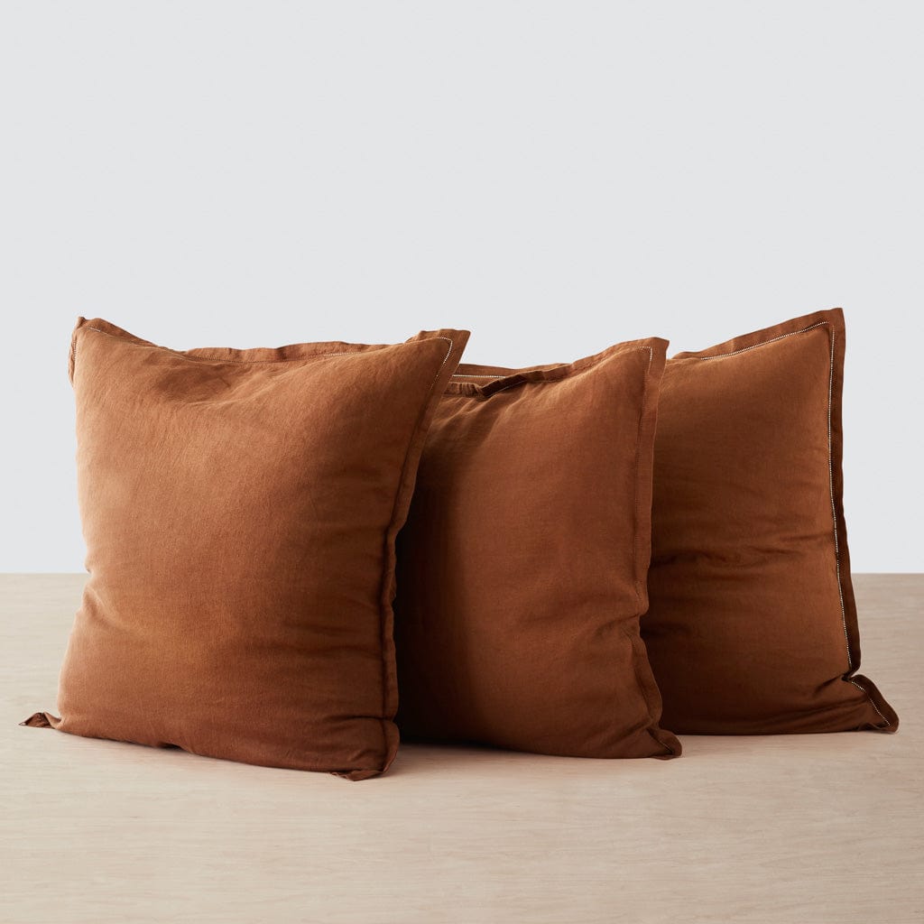 Stonewashed Linen Euro Shams - Sienna / Set of 3