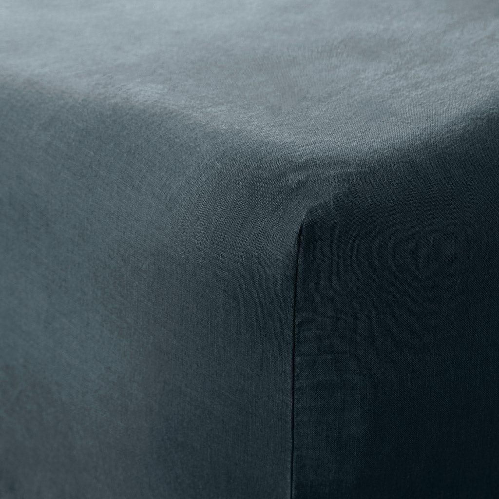 Stonewashed Linen Fitted Sheet - Aegean