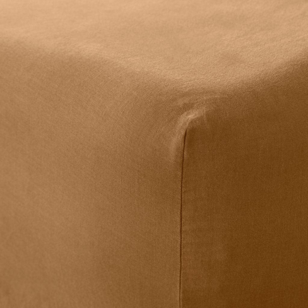 Stonewashed Linen Fitted Sheet - Camel