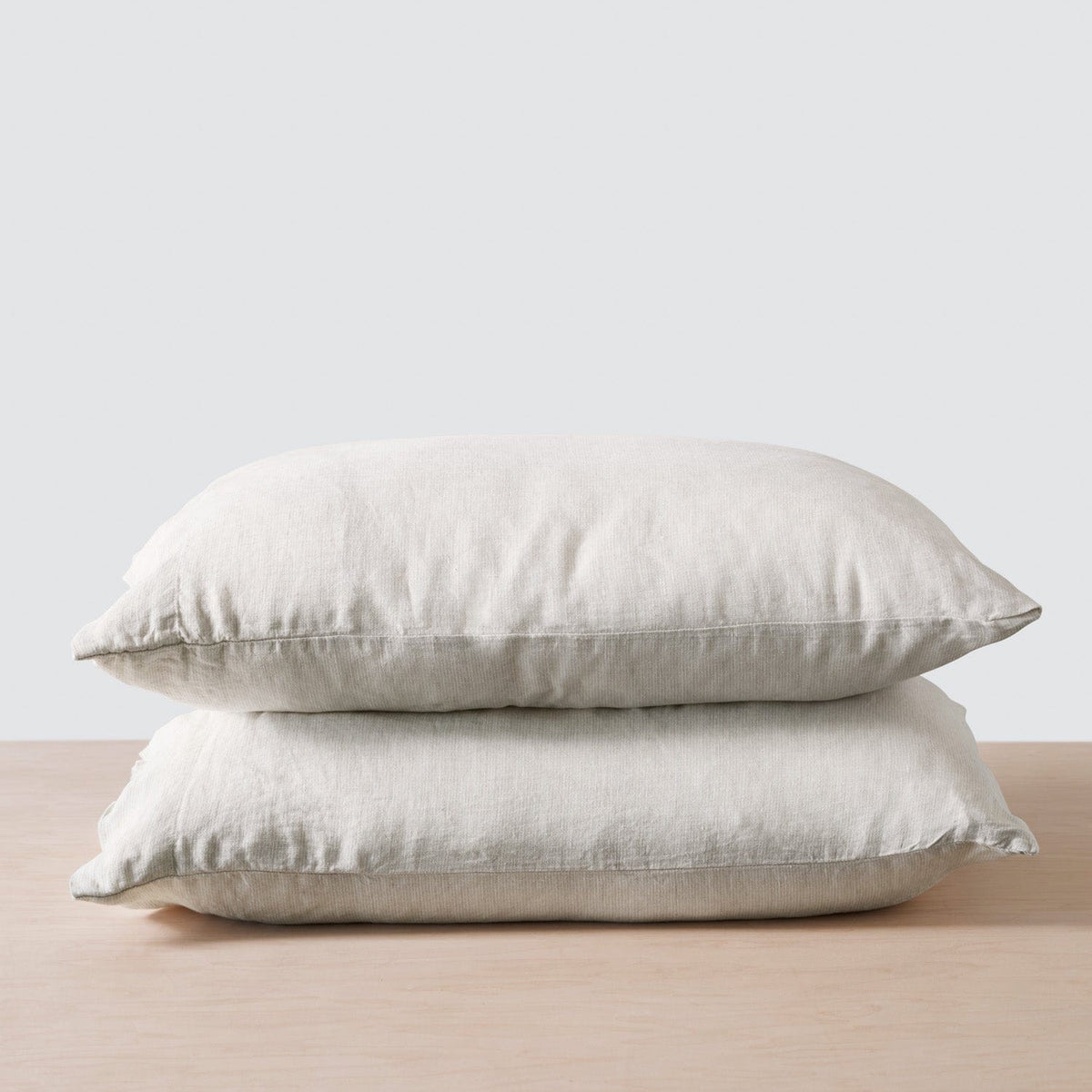 Stonewashed Linen Pillowcases - Sand Thin Stripe