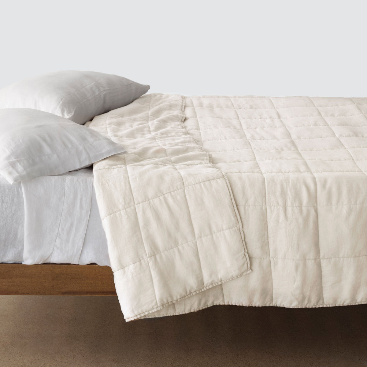 Stonewashed Linen Quilt - Ivory