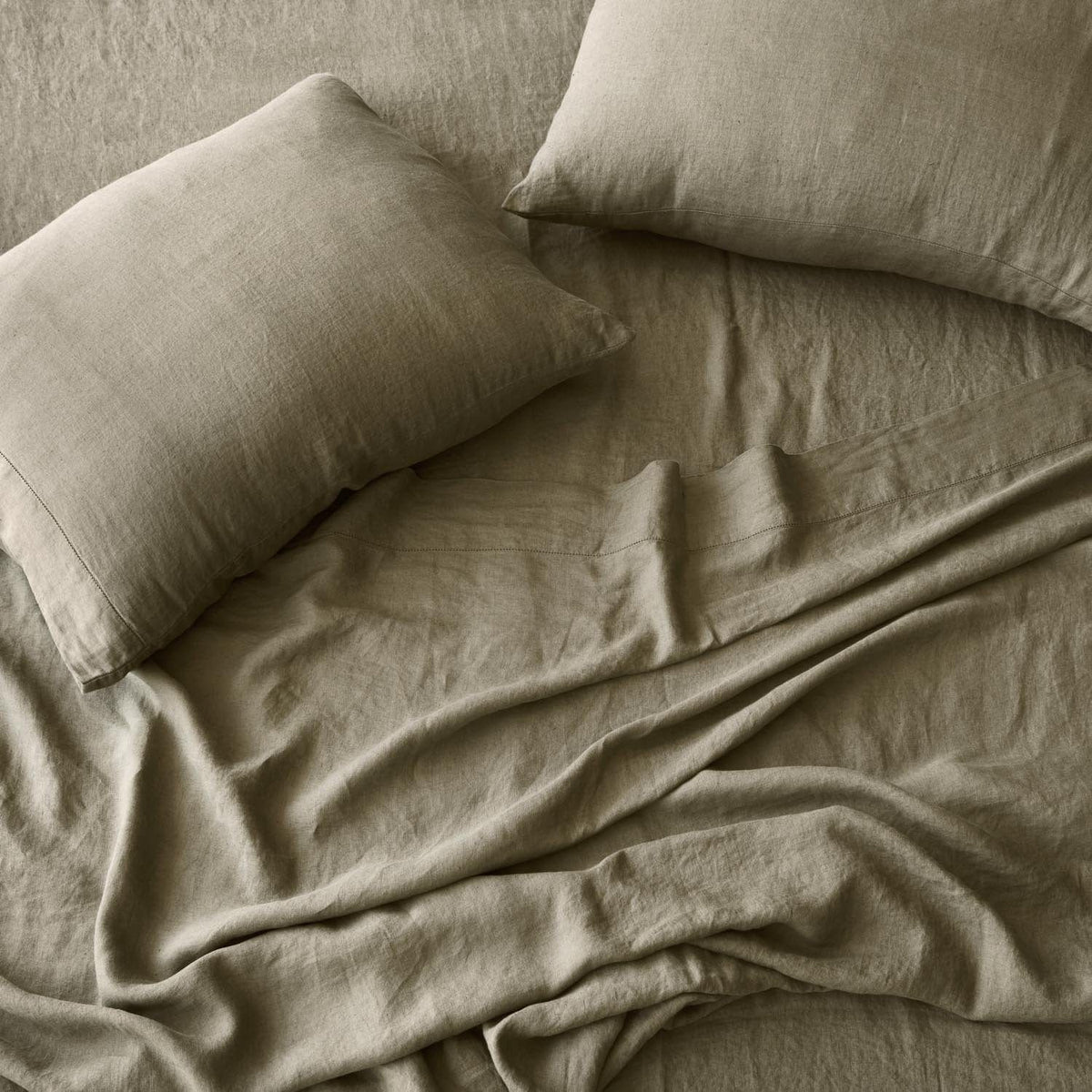 Stonewashed Linen Sheet Set - Olive