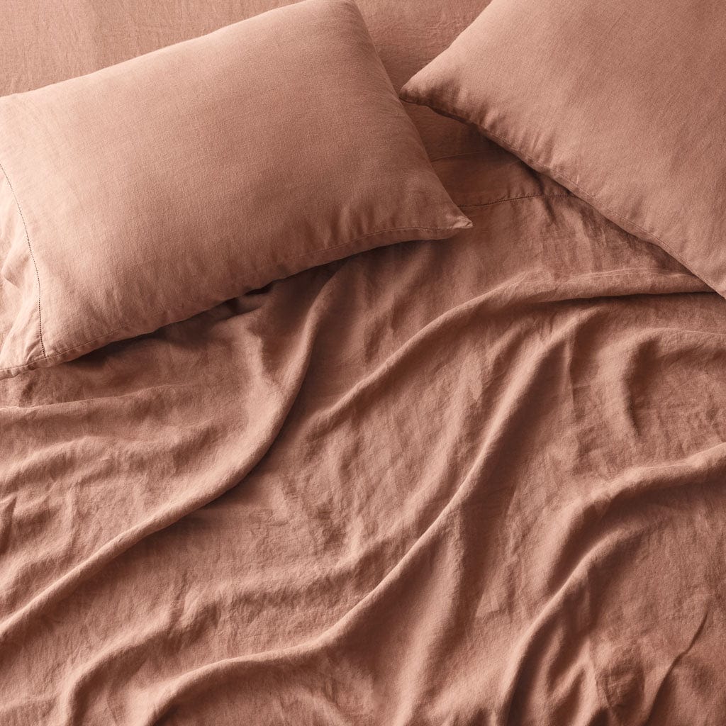 Stonewashed Linen Sheet Set - Rose