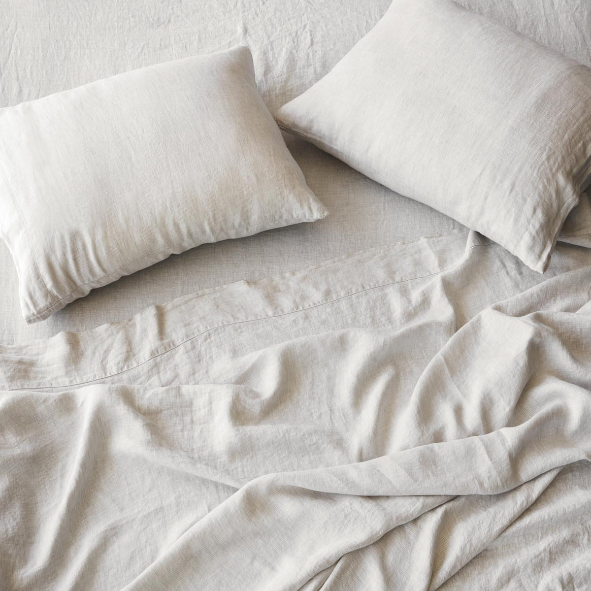 Stonewashed Linen Sheet Set - Sand Thin Stripe