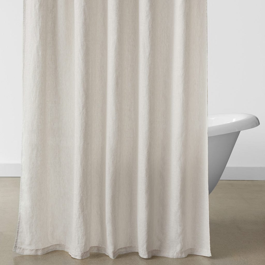 Stonewashed Linen Shower Curtain - Sand Thin Stripe / Curtain Only