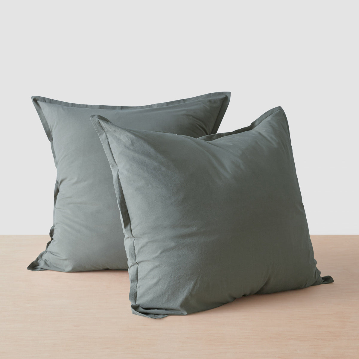 Stonewashed Organic Cotton Percale Euro Shams - Aegean