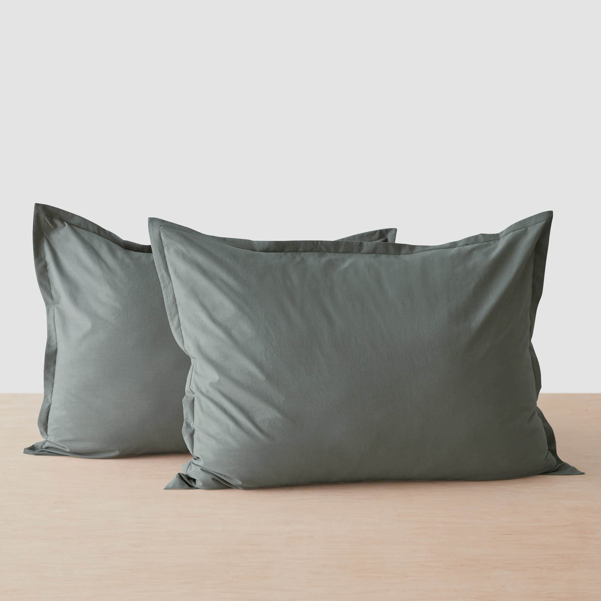 Stonewashed Organic Cotton Percale Shams - Aegean