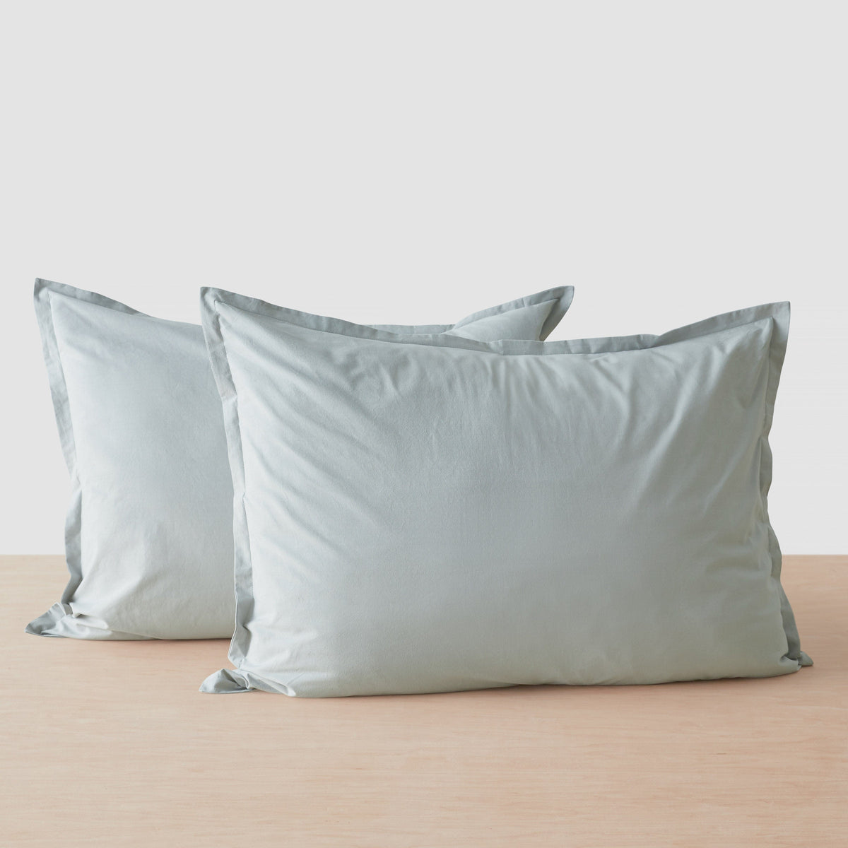 Stonewashed Organic Cotton Percale Shams - Seaglass