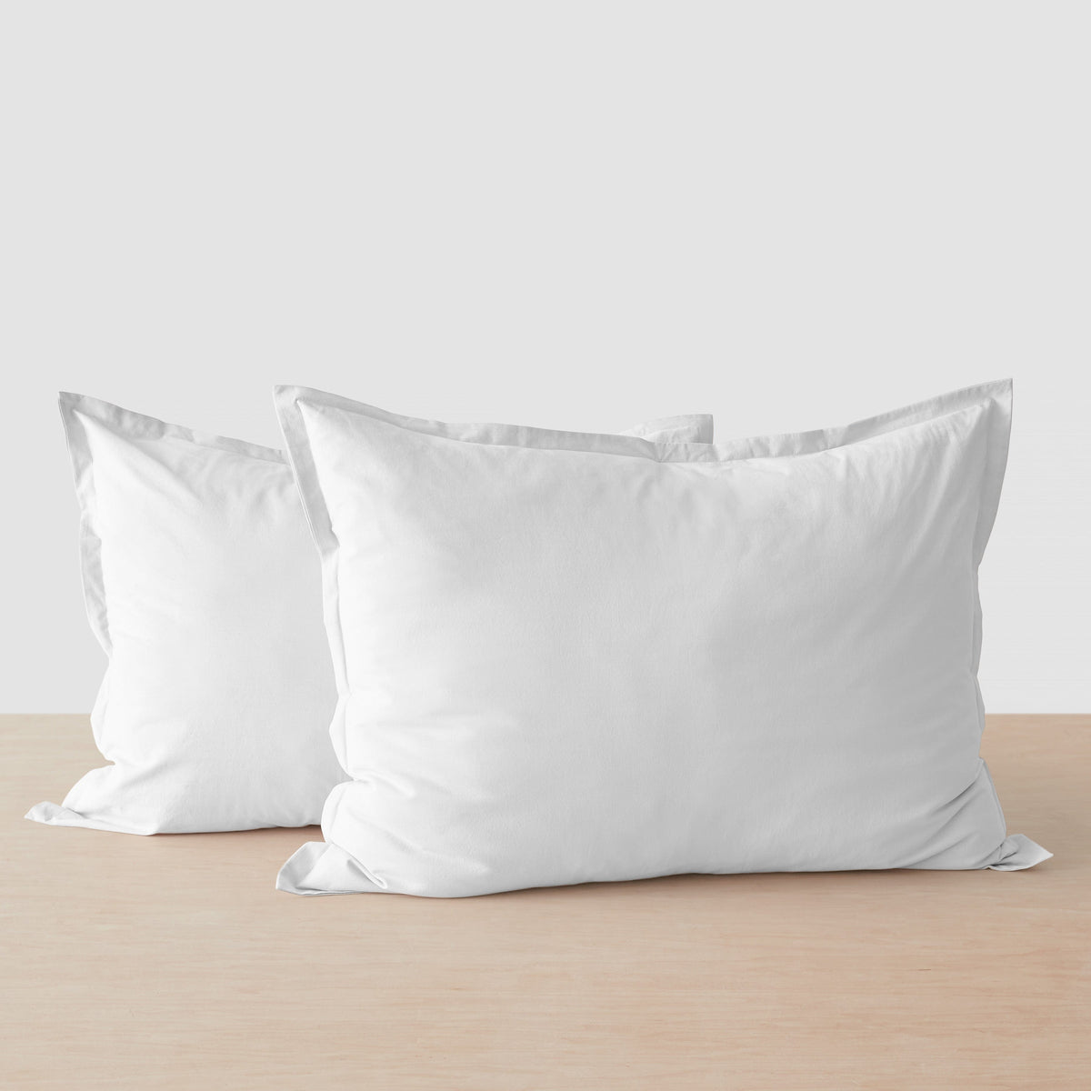 Stonewashed Organic Cotton Percale Shams - White
