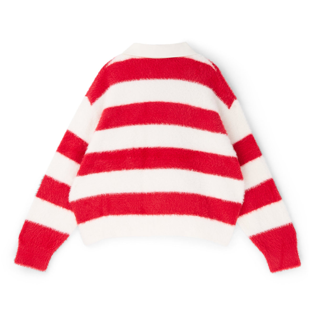 3.Paradis Fluffy Knit LS Polo (Redwhite) - Image 2
