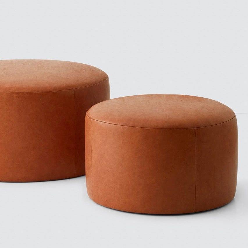 Torres Round Leather Ottoman - Medium & Large - Caramel