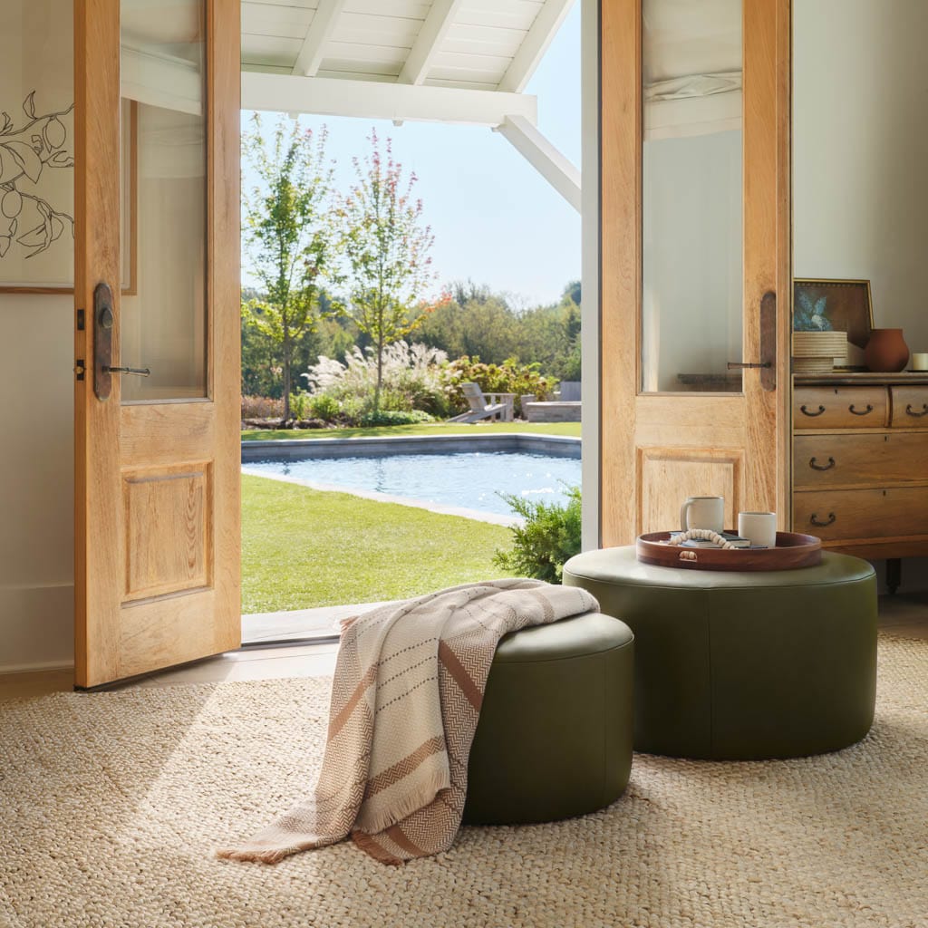 Torres Round Leather Ottoman - Medium & Large - Image 22