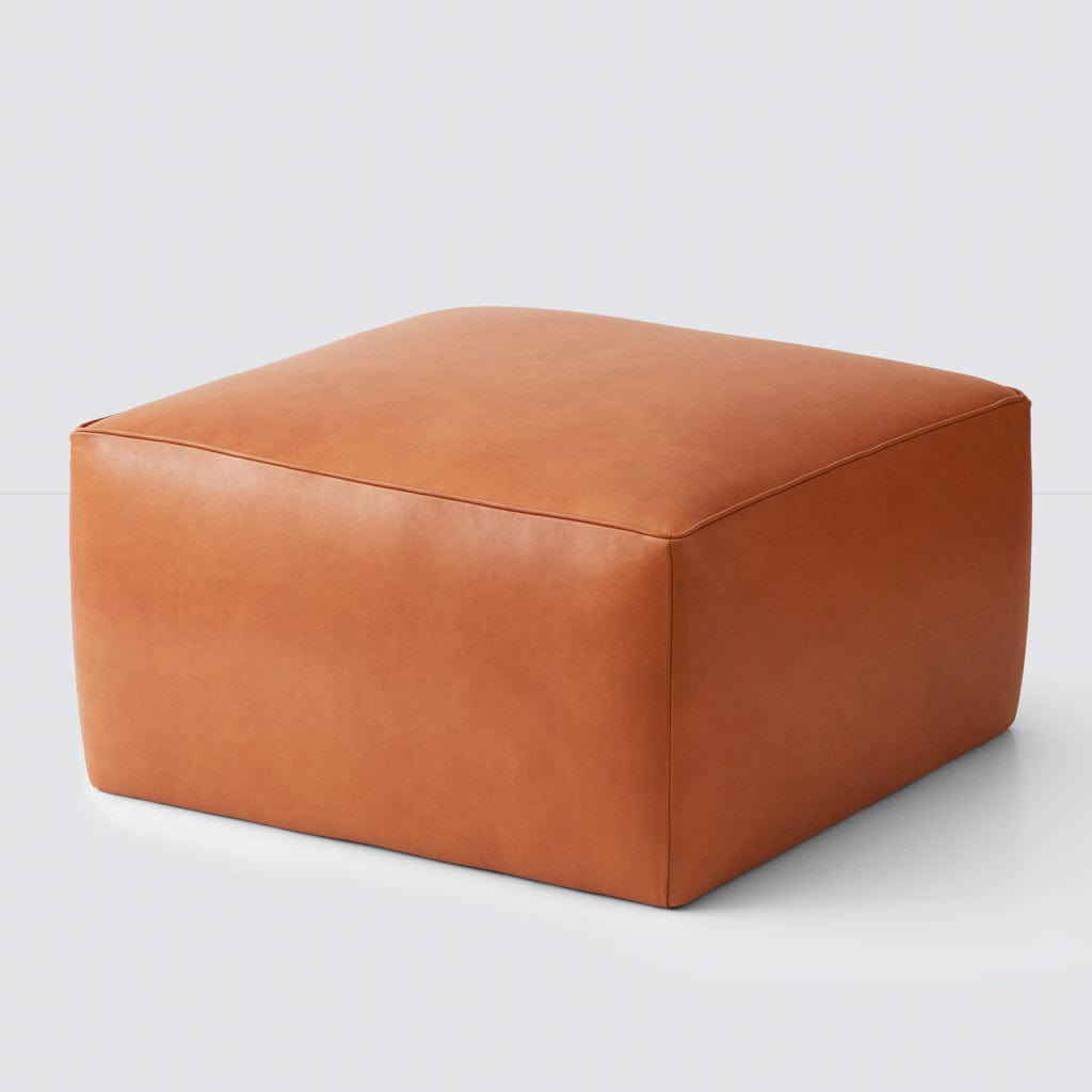 Torres Square Leather Ottoman - Medium & Large - Large / Caramel