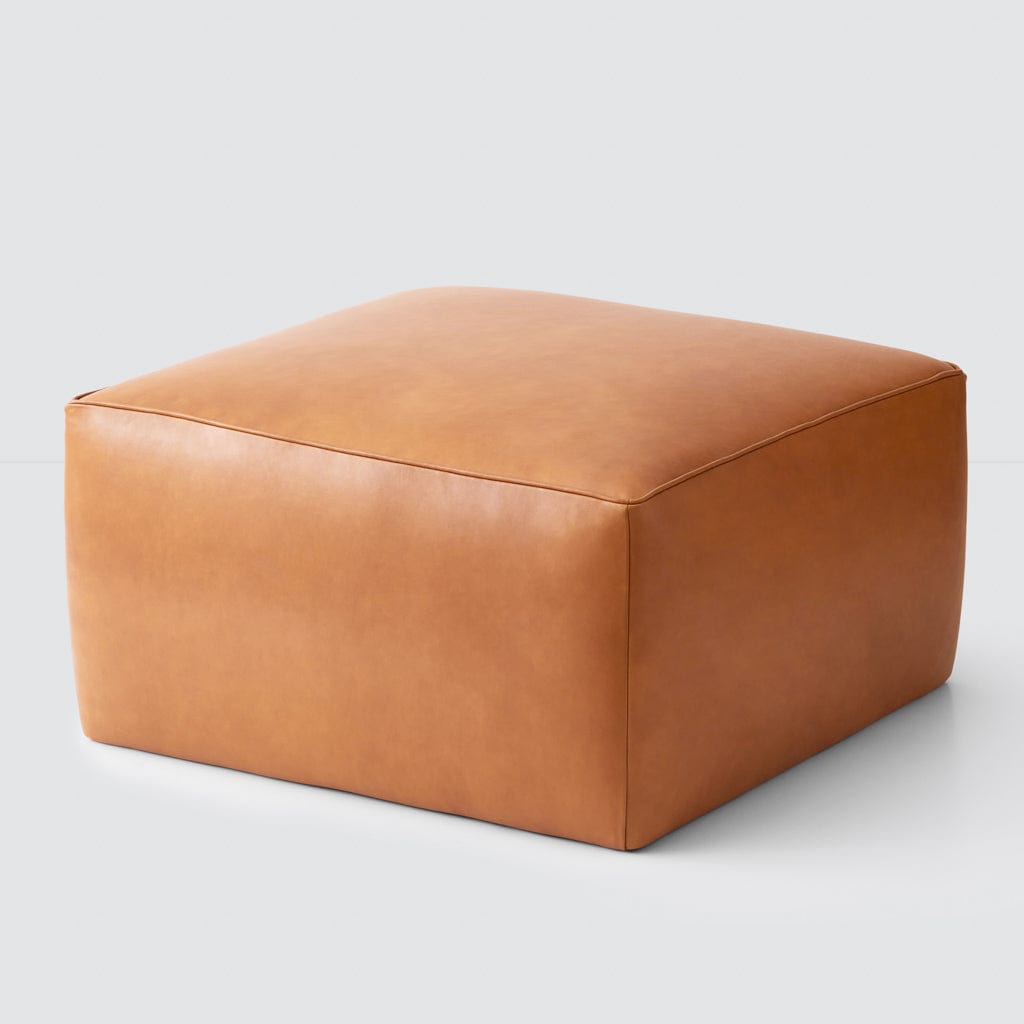 Torres Square Leather Ottoman - Medium & Large - Large / Natural