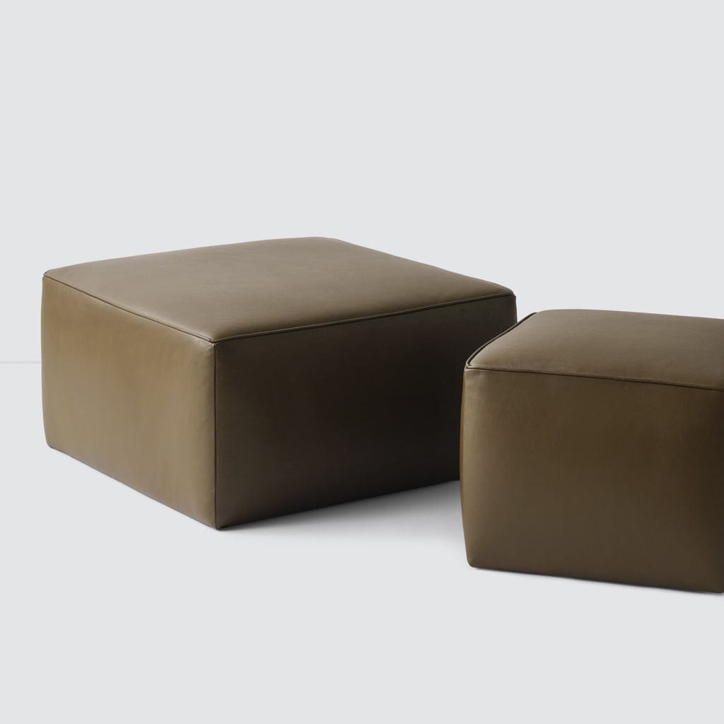 Torres Square Leather Ottoman - Medium & Large - Set - 1 ea. / Olive