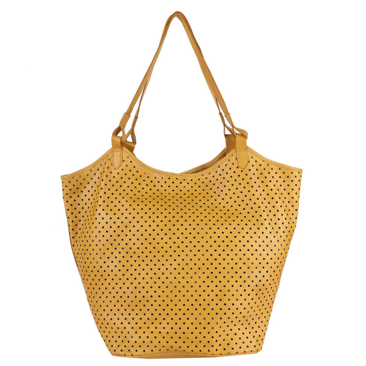 Tour Leather Tote Bag - Mustard