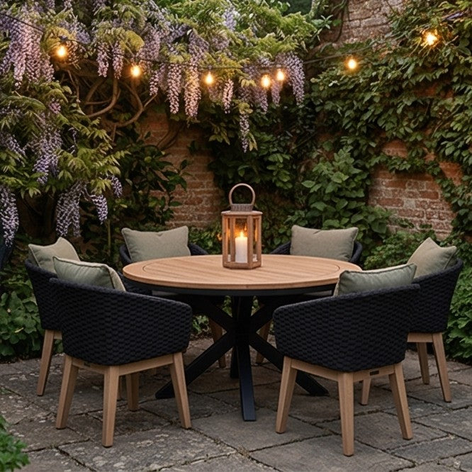 Tuscany 6 Seater Round Dining Set with Eden Night Dining Chairs - Image 3