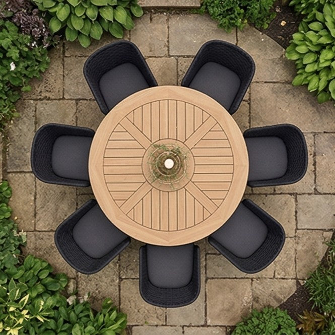 Tuscany 6 Seater Round Dining Set with Eden Night Dining Chairs - Image 2