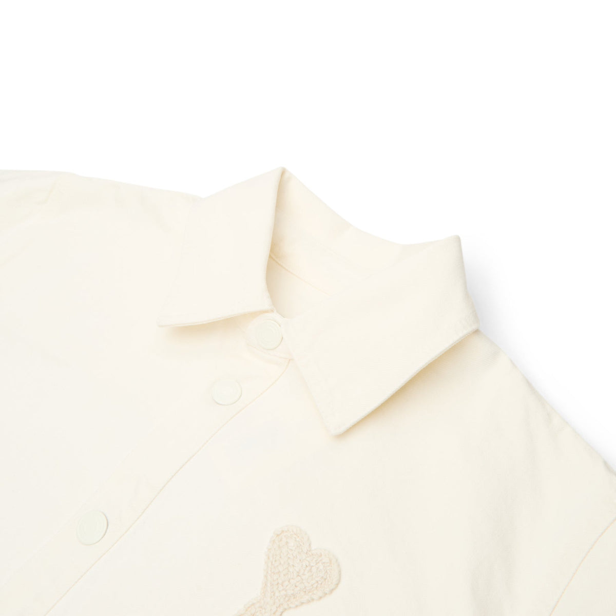 AMI Paris Overshirt With Knitted AMI De Couer (Blanc creme) - Image 3