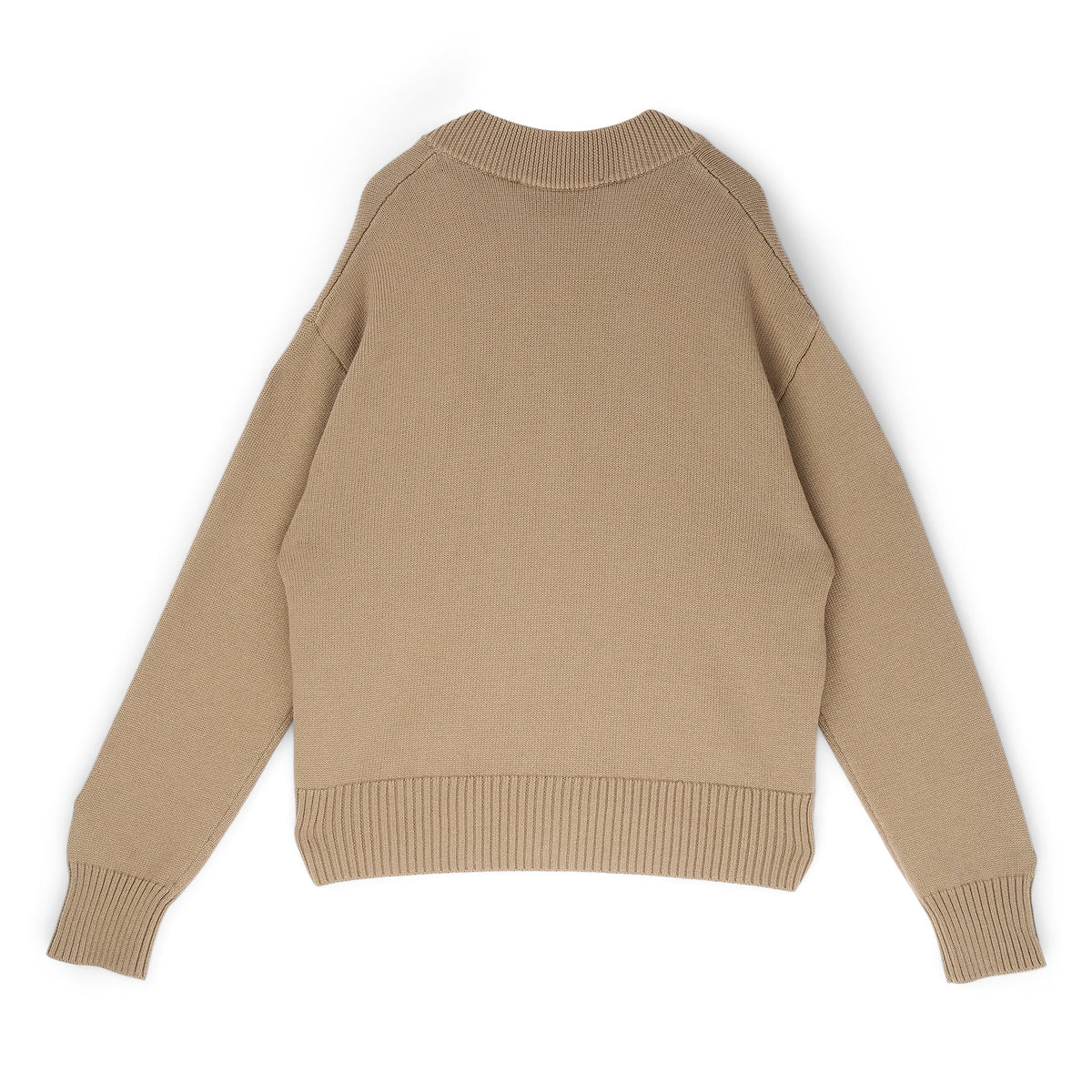 AMI Paris Cardigan With Contrasted AMI De Couer (Beige taupe/Ecru) - Image 2