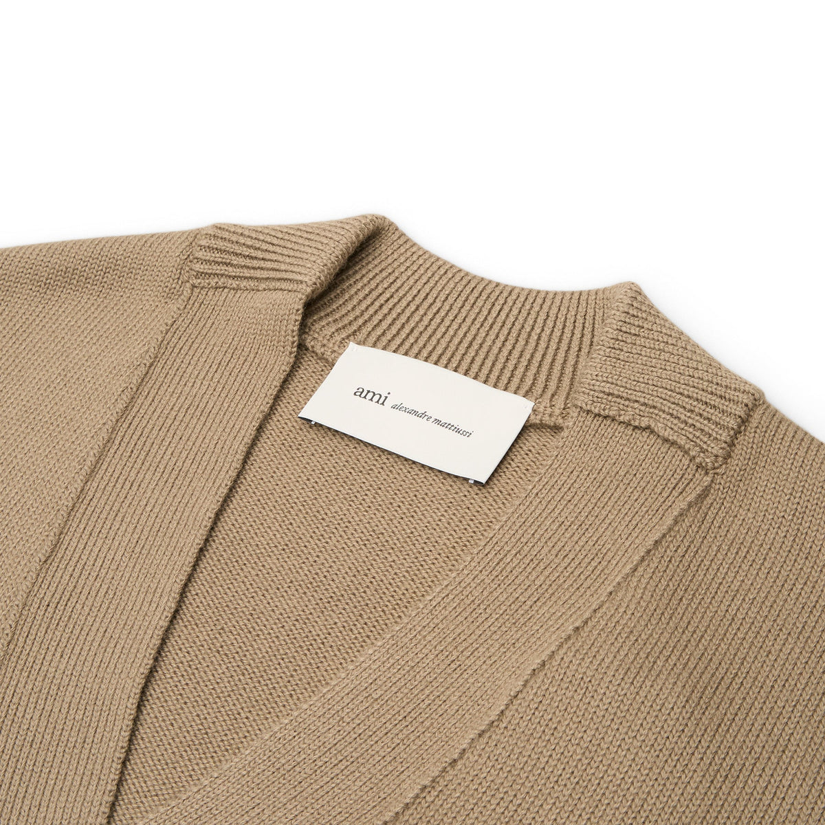 AMI Paris Cardigan With Contrasted AMI De Couer (Beige taupe/Ecru) - Image 3