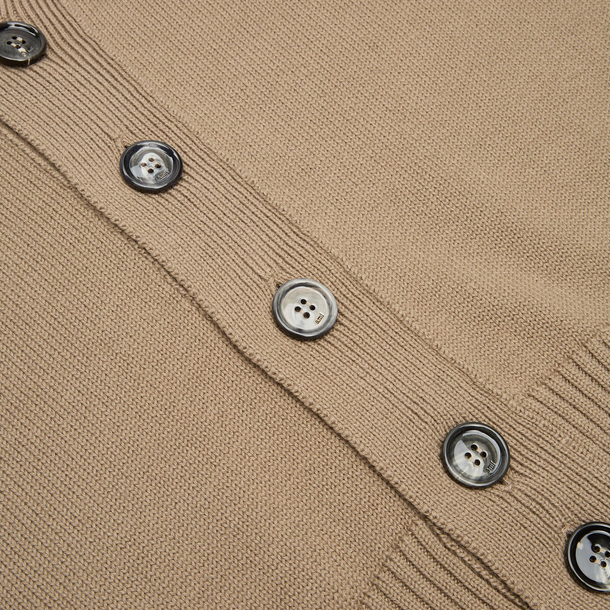 AMI Paris Cardigan With Contrasted AMI De Couer (Beige taupe/Ecru) - Image 4